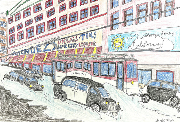 Donaldo Rios - 1950's Los Angeles in the Rain (in Color)