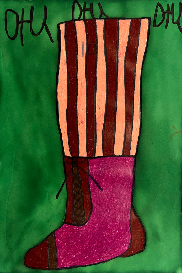 Dru McKenzie - Untitled Striped Stocking and Boot