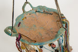 Ericka Lopez - Untitled 233 (Teal & Beige Hanging Vessel with Fiber and Beads)