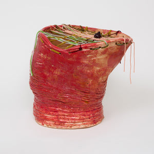 Ericka Lopez - Untitled 235 (Red Coil with Fiber & Beads)