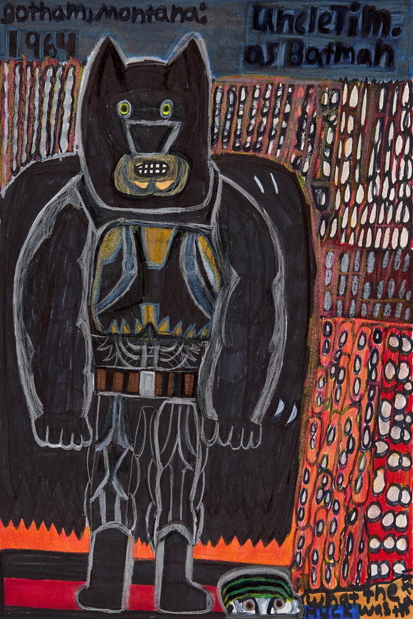 Evan Hynes’ The King of Gotham (2023) depicts a striking figure labeled 