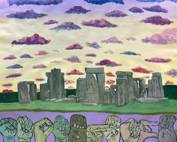 Jenna Greene - Sunset on Stonehenge with Sign Language