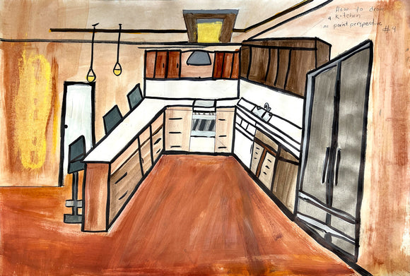 Jessica Guevara - How to Draw a Kitchen One Point Perspective #4