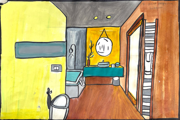 Jessica Guevara - One Point Perspective Bathroom #3