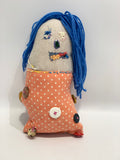 Alondra Lozano, Untitled (orange polka dots, buttons, two sided)