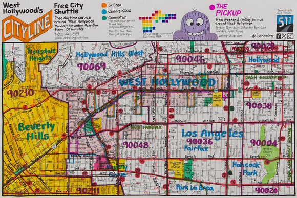 Joe Zaldivar - Detailed street and transit map of the City of West Hollywood, California