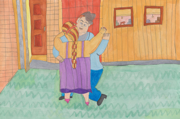 Sarit Halo - Lady and Man Slow Dancing in Their Backyard
