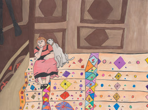 Sarit Halo - Thinking Little Girl with Her Dog