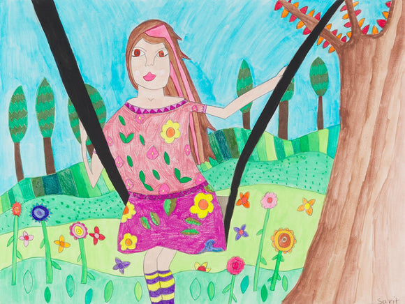 Sarit Halo - Happy Girl Swinging in the Garden